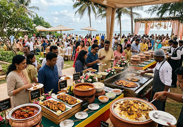 Professional catering team serving guests at an event in Mangalore
